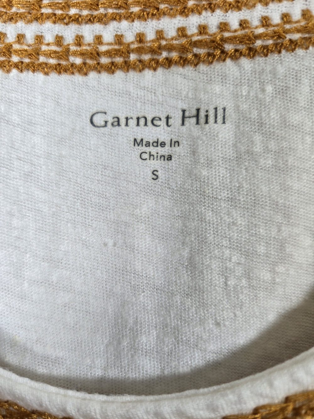 Garnet Hill Cream Tank with Embroidered Trim - Picture 3 of 10